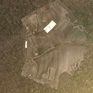 Forever 21 Black Distressed Shorts